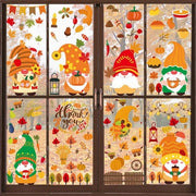 Sticker per finestra per decorazione festiva - 9 pezzi - foglie di zucca/ foglie di quercia - decorazione per festività - materiale PVC di alta qualità - resistente ai graffi/duraturo - decorazione per finestre