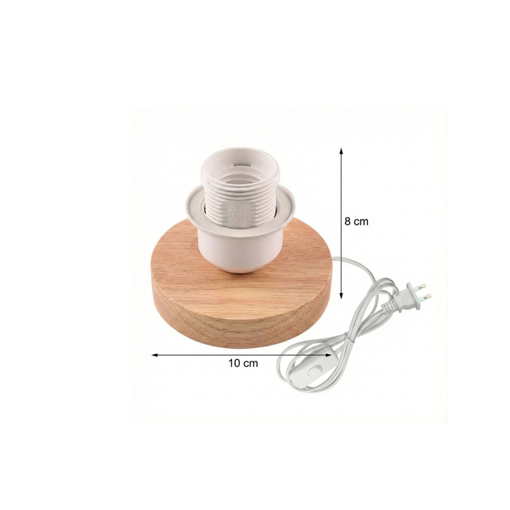 LAMPADA DA TAVOLO LEGNO E27 BASE TONDA PORTALAMPADA DESIGN MINIMAL ET-31636