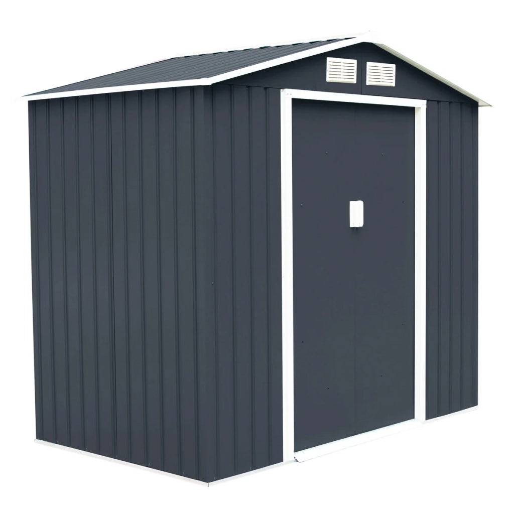 Casetta da giardino in metallo 213 x 127 x 185 cm facile da montare e ventilata stile moderno realizzata in lamiera zincata grigia 20_0009999