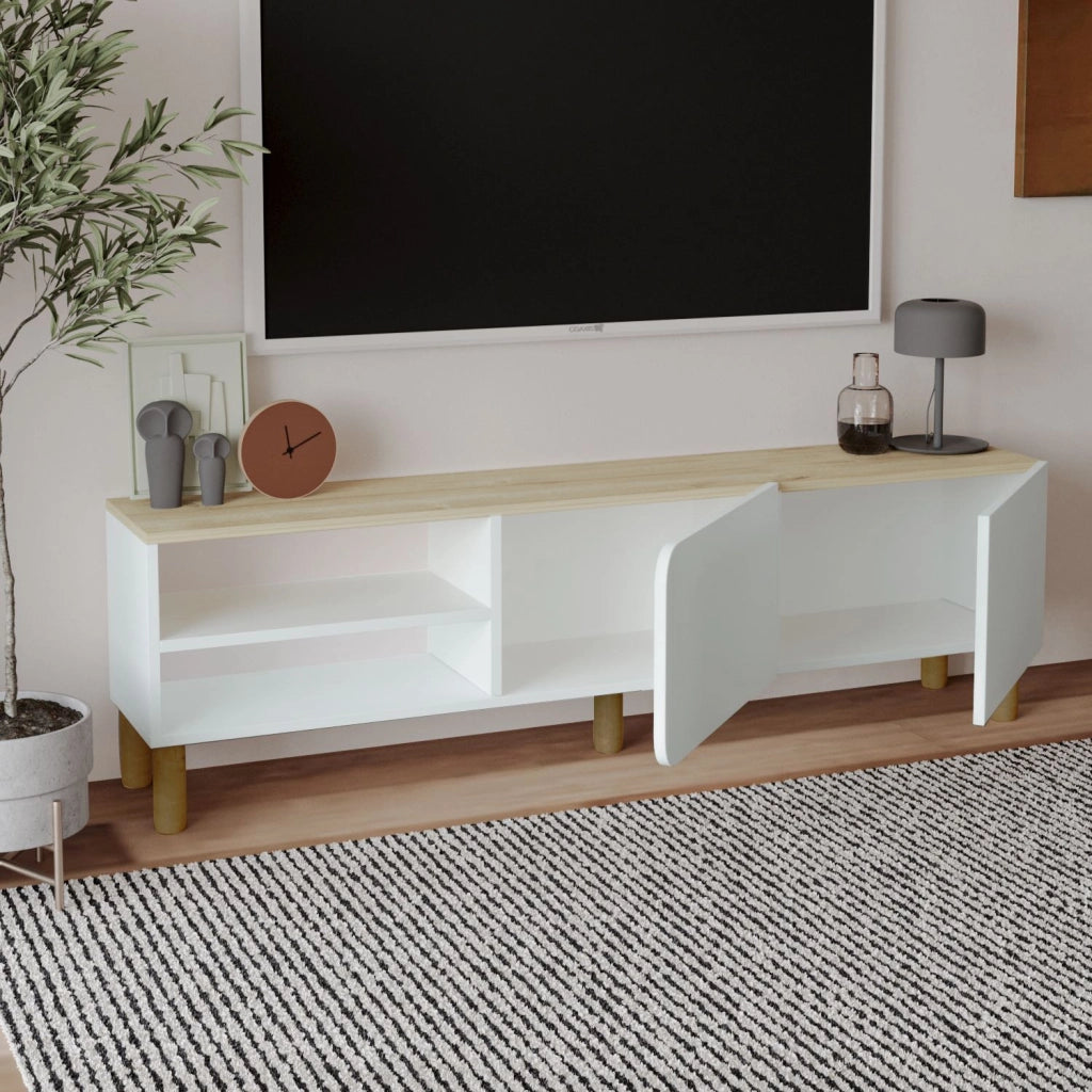 Porta TV in legno "River" - 150 x 31 x 48 cm - Bianco