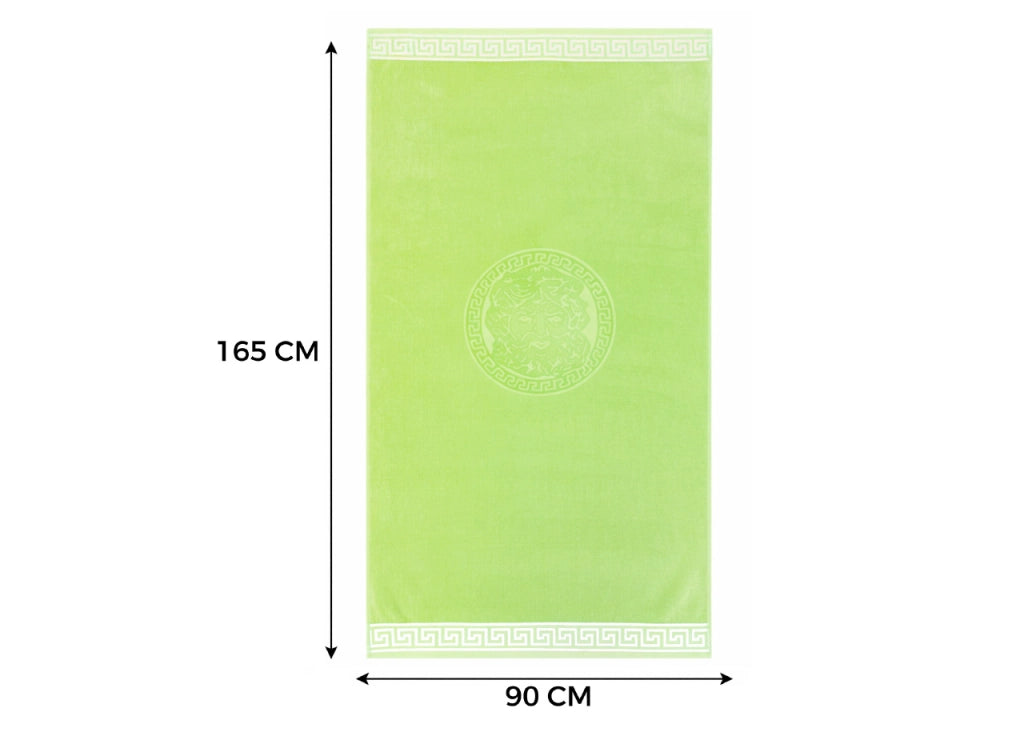 Telo Mare Jacquard Spugna Asciugamano Spiaggia Disegno Cameo Fluo - Telo Mare - Verde