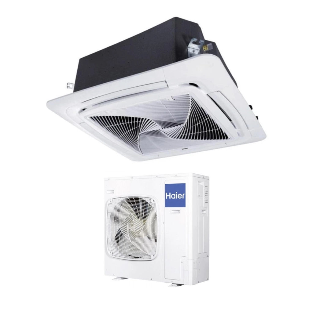 Climatizzatore Condizionatore Haier Cassetta 90x90 Round Flow 48000 Btu ABH140K1ERG Monofase R-32 Wi-Fi Optional con Pannello No Sensor Incluso Comando a filo Haier YR-E16B