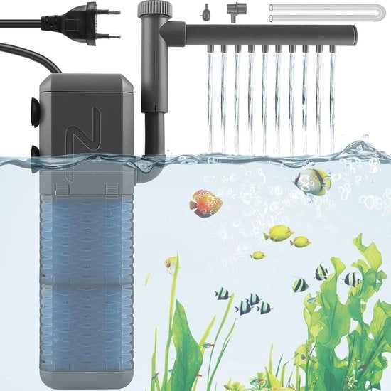 Filtro per acquario regolabile 800 l/h pomp 9 W filtro silenzioso con tubo di scarico e siringa per acquari piccoli fino a 250 litri