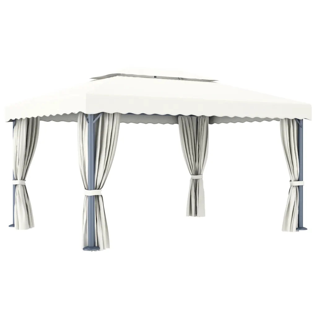 Gazebo con Tende 4x3 cm Bianco Crema Alluminio 3053375