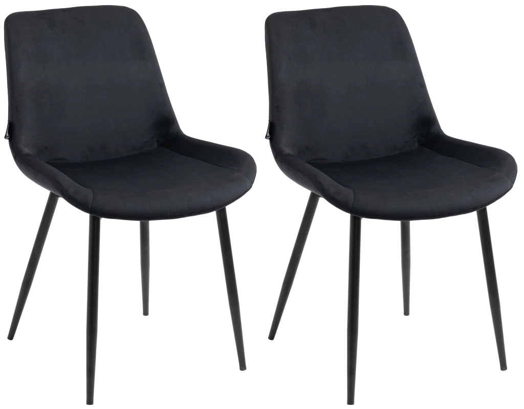 Set di 2 sedie da pranzo Victoria in velluto nero