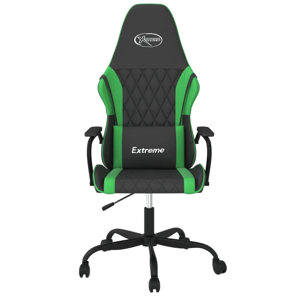 Sedia da Gaming | Sedia da e-sports Massaggiante Nero e Verde in Similpelle