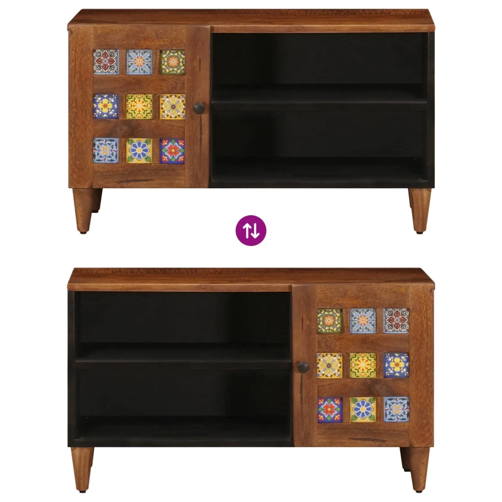 Mobile TV | Armadietto TV | Mobile Porta TV Noce 80 x 33 x 46 cm Legno di mango massello