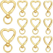 15 pezzi di chiusura a giro per sacchi e portachiavi a forma di cuore dorato