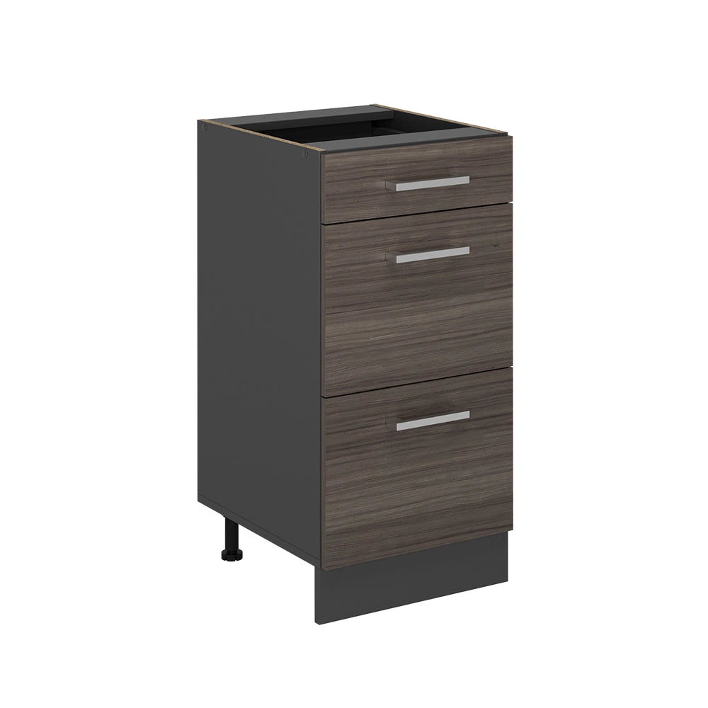 Mobiletto base per cucina R-Line Grigio nobile/Antracite 40 cm con cassetti, senza piano di lavoro Vicco