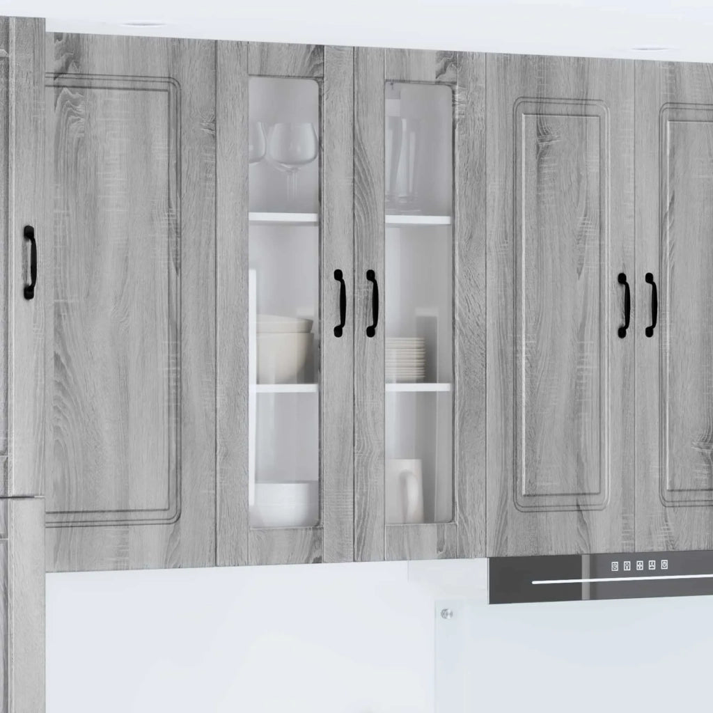 Pensile da cucina | Mobile in vetro da parete PORTO Grigio Sonoma 60 x 31 x 100 cm