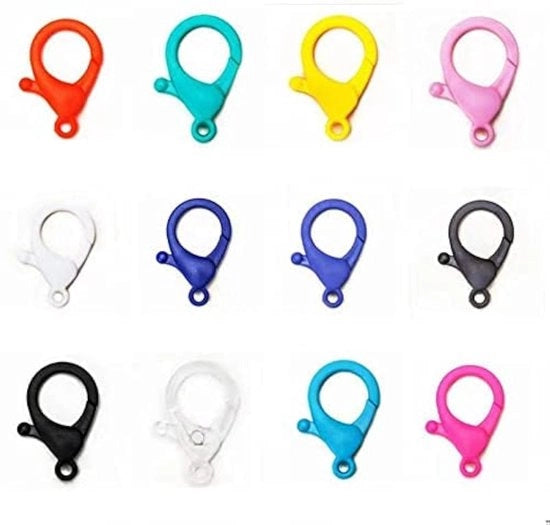 Chiusure a Crocchio per Crostacei 100 Unità - Plastica Rigida - 35x24,5mm - Regali DIY - Chiusura a Pistola - Colori Misti - Leggera e Duratura - Clip a Gancio