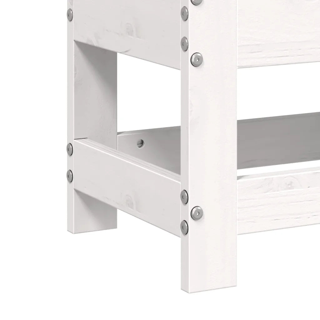 Sedia da giardino-Poggiapiedi da Giardino Bianco 62x30x32 cm Legno Massello Pino