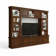 Parete attrezzata porta tv in legno tinta noce 243x50x227 - Mobili 2G