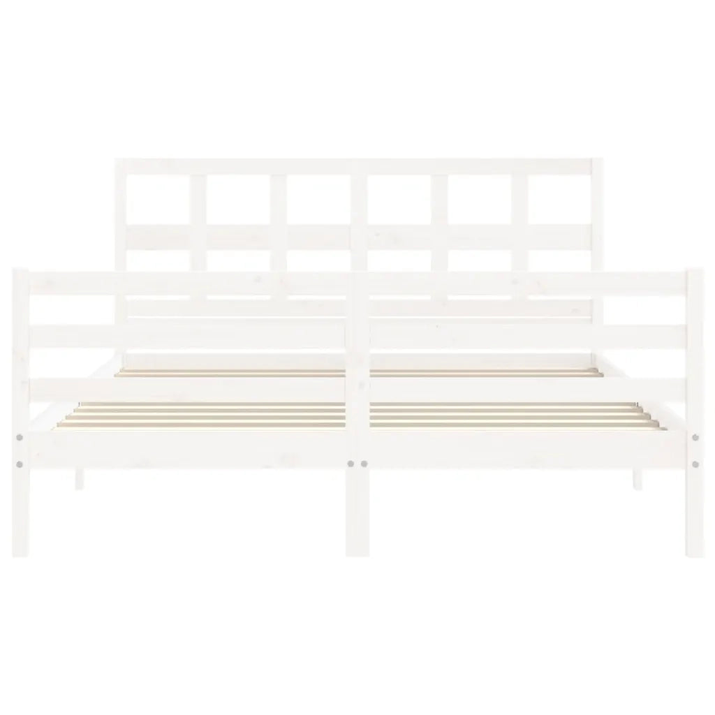 Giroletto con Testiera-Struttura Letto con testiera Bianco 160x200 cm Legno Massello 855025