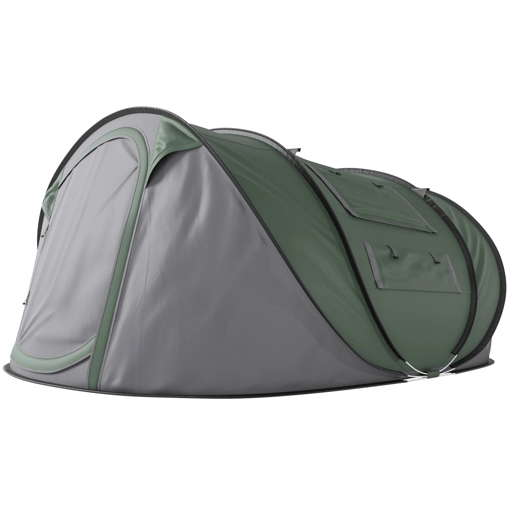Tenda da Giardino Pop Up 2 Posti con 2 Porte e 4 Finestre ¨C Zephmum ¨C Verde Scuro 263.5x220x123 cm