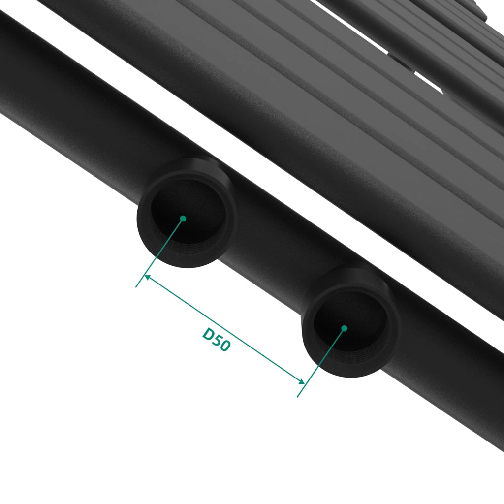 Radiatore scaldasalviette a lama piatta in acciaio nero per il riscaldamento del bagno 120 x 40 cm 03_0010432
