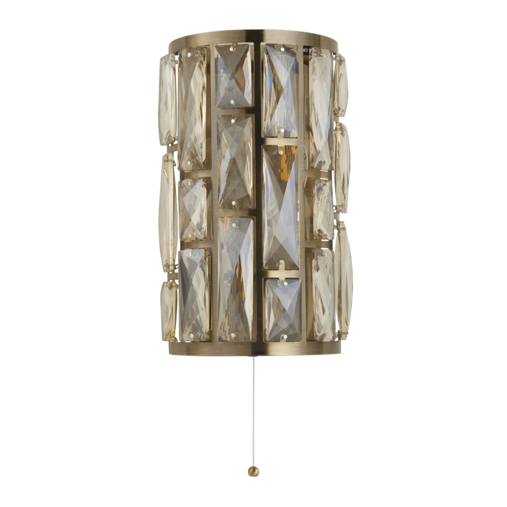 Applique Bijou 2Lt - Metallo ottone anticato e vetro champagne