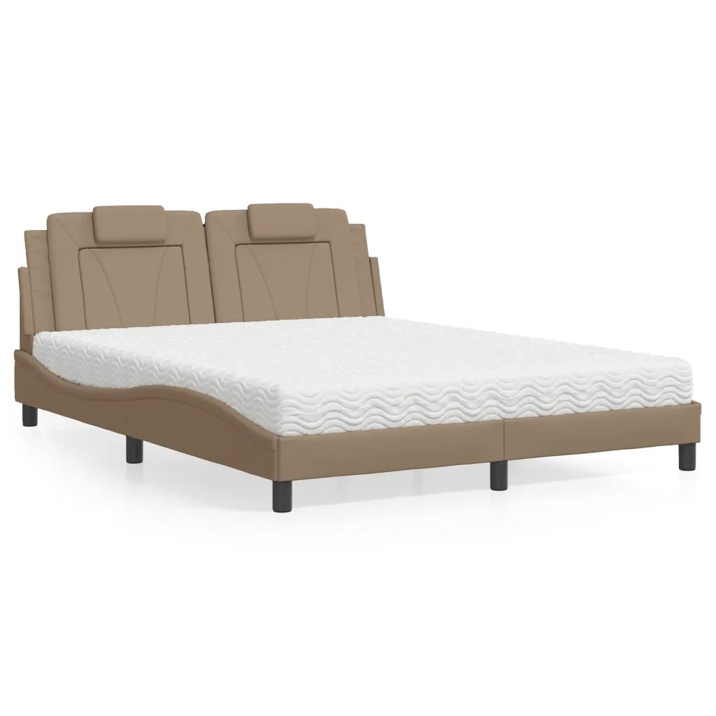 Letto Viana con Materasso Cappuccino 160x200cm Similpelle 3208807