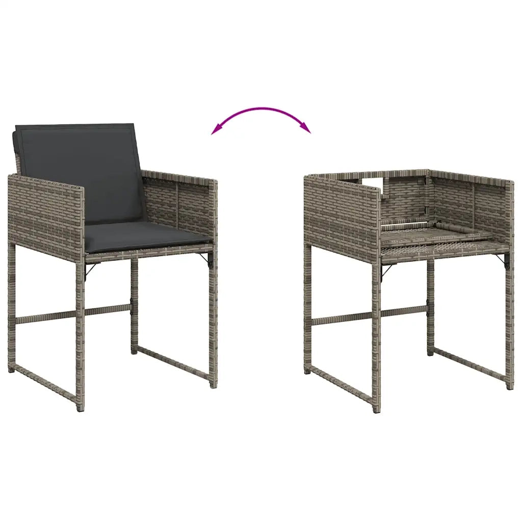 Set da Pranzo da Giardino 11pz con Cuscini in Polyrattan Grigio 3278155