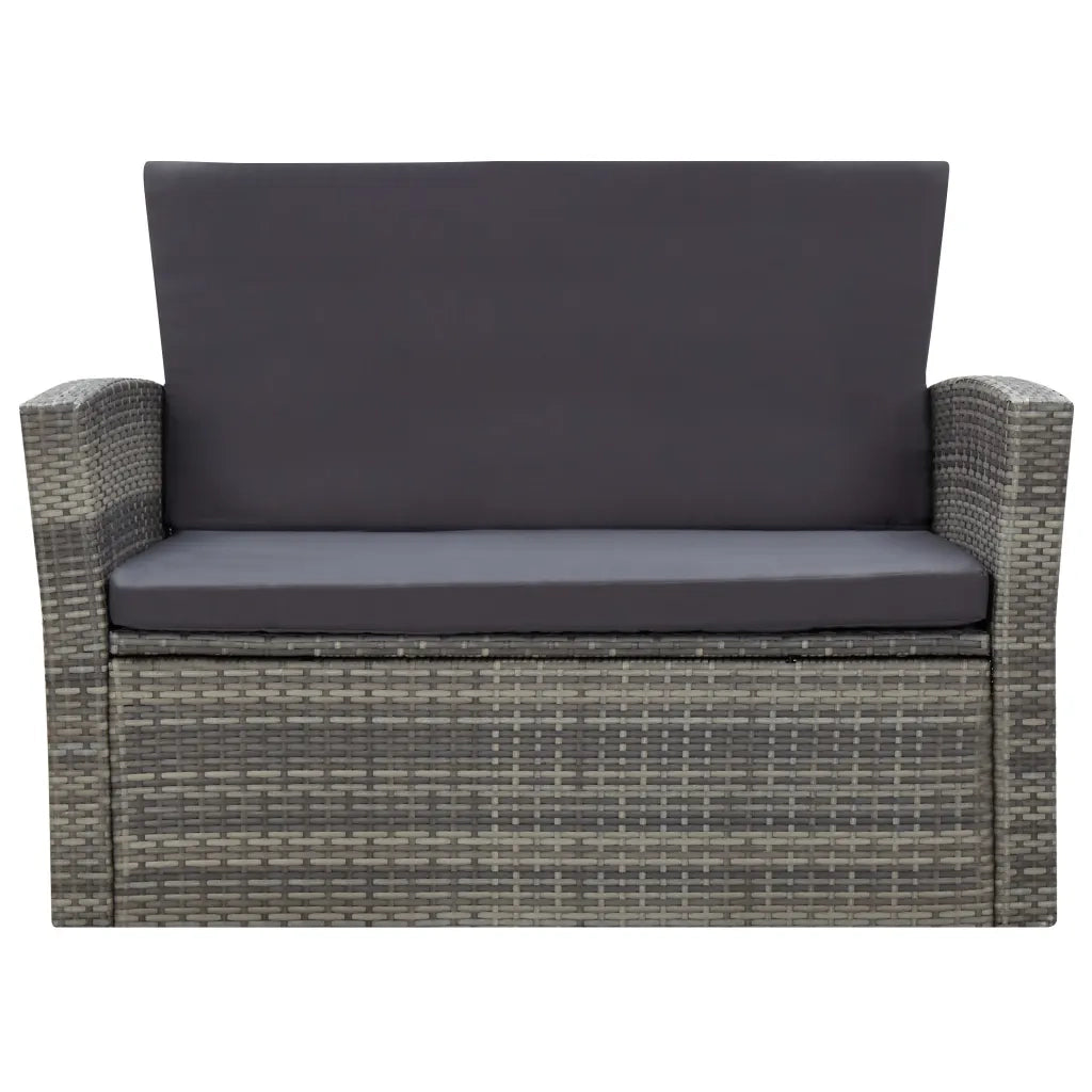 Set Divani da Giardino 4 pz | Set Salotto da Giardino con Cuscini in Polyrattan Grigio