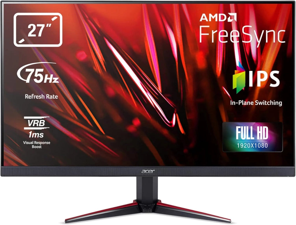Monitor per PC da gioco Nitro VG270BmiiFX display IPS FHD, 75 Hz, 1 ms, 16:9, FreeSync, Lum 250 cd/m2, HDMI 1.4, VGA, ZeroFrame, Altoparlanti Integrati, Cavo VGA incluso, ‎Nero, 27 pollici