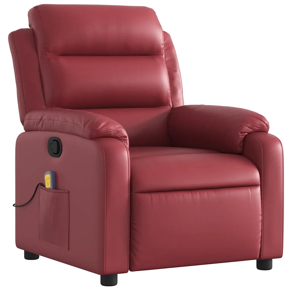 Divano Sedia-Poltrona Massaggiante Reclinabile Rosso vino in Similpelle 469054