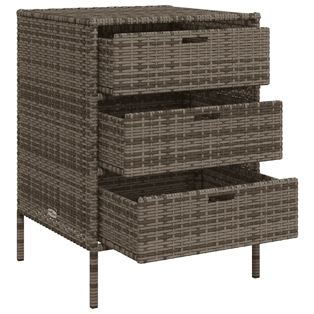 Pratico mobiletto da giardino con 3 cassetti 55 x 59 x 80 cm design moderno in resina intrecciata grigia 02_0047426