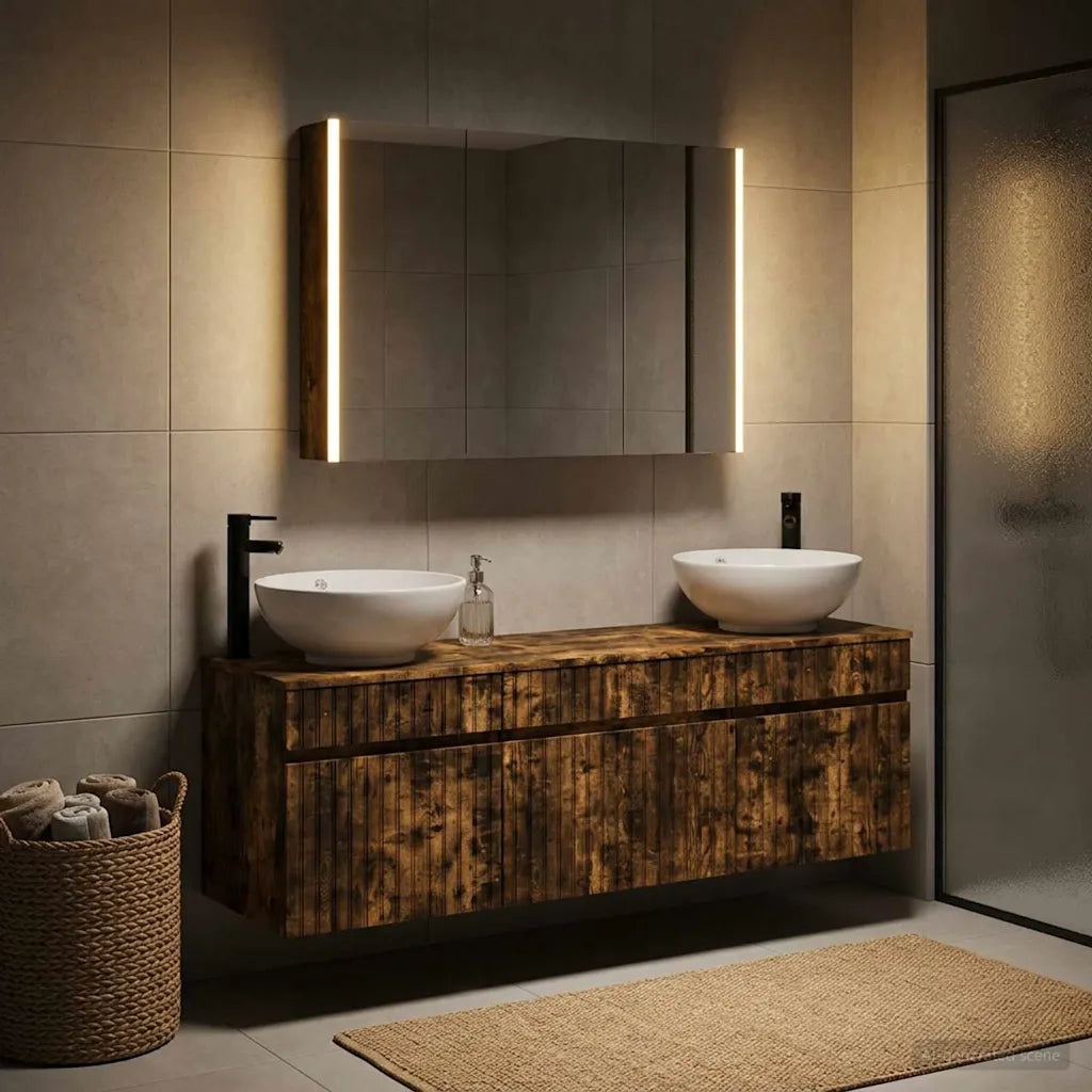 Set di Armadi da Bagno 4 pcs Rovere Fumo 103,5 x 15,5 x 70 cm 3406627