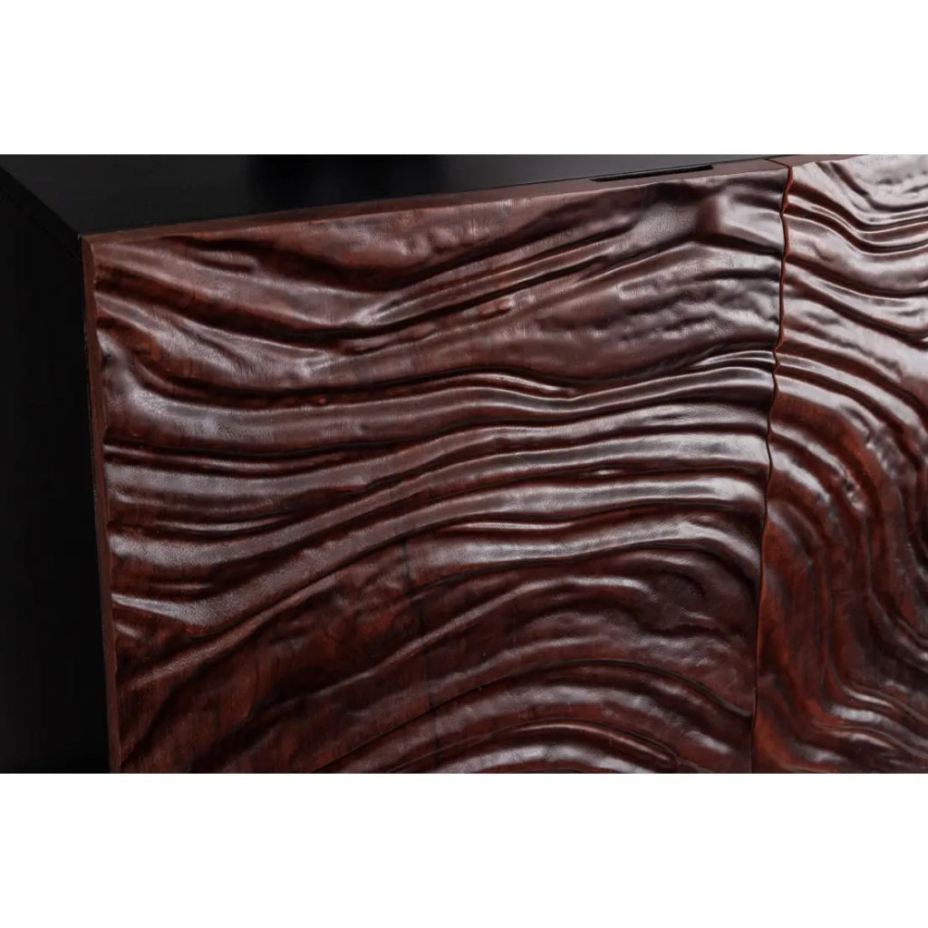 Buffet 175 cm 4 porte legno massiccio acacia nero e noce scuro – Collezione GAÏA