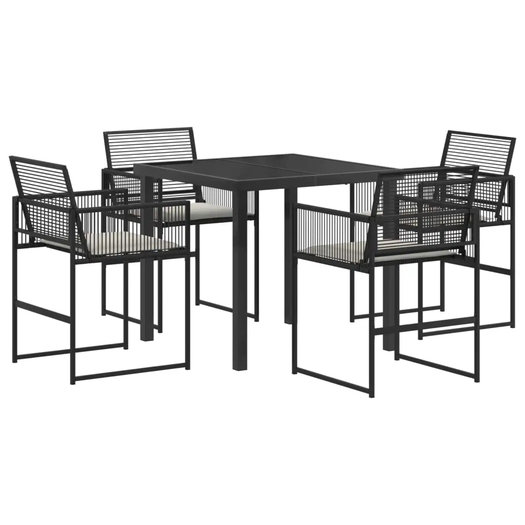 Set da Pranzo per Giardino 5 pcs Nero polyrattan 3448896