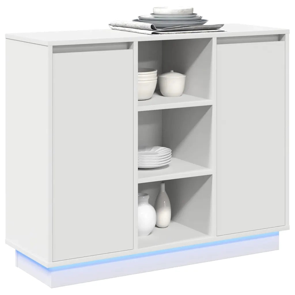 Madia LED Bianco 90 x 32 x 75 cm Legno multistrato 869682