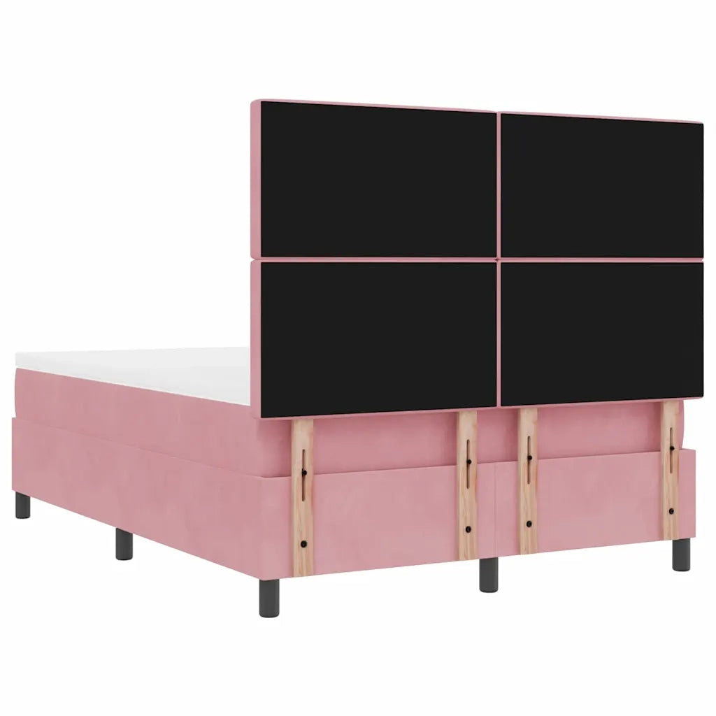 Letto a molle con materasso Rosa 140 x 200 cm Velluto 3339775