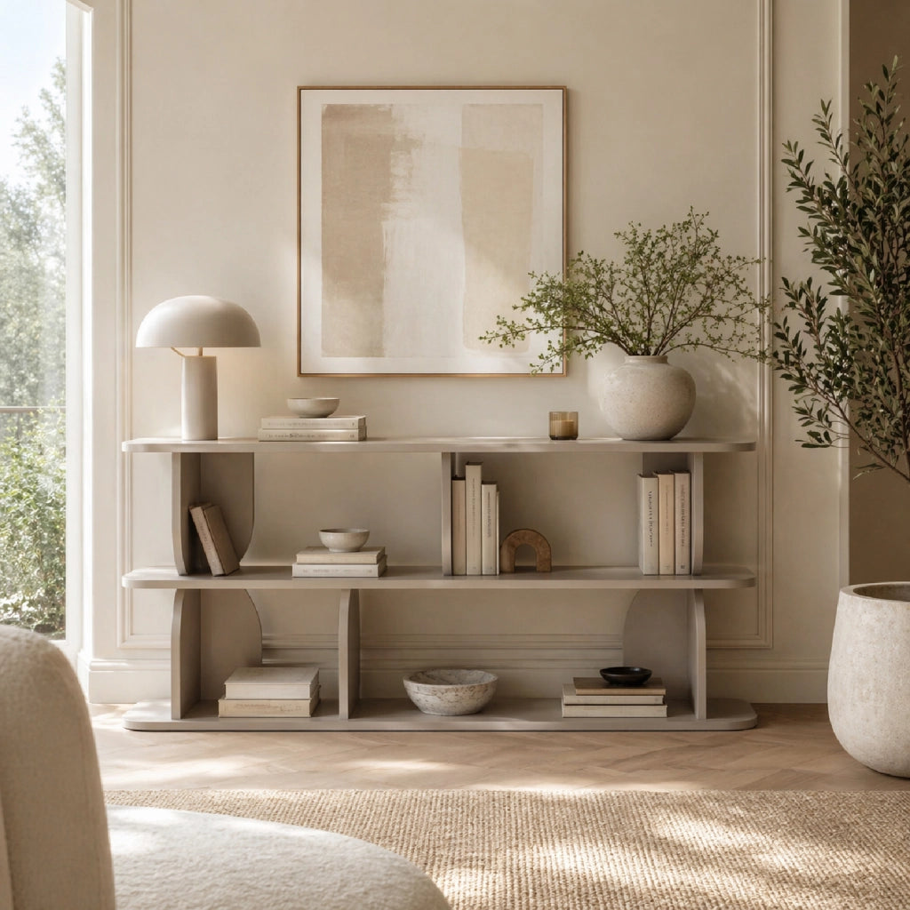 Libreria Con 3 Ripiani E 4 Vani A Giorno In Melaminico Mobile Design Moderno Contemporaneo Per Soggiorno Corridoio Studio Ufficio 160 X 74 X 34 Cm Cashmere