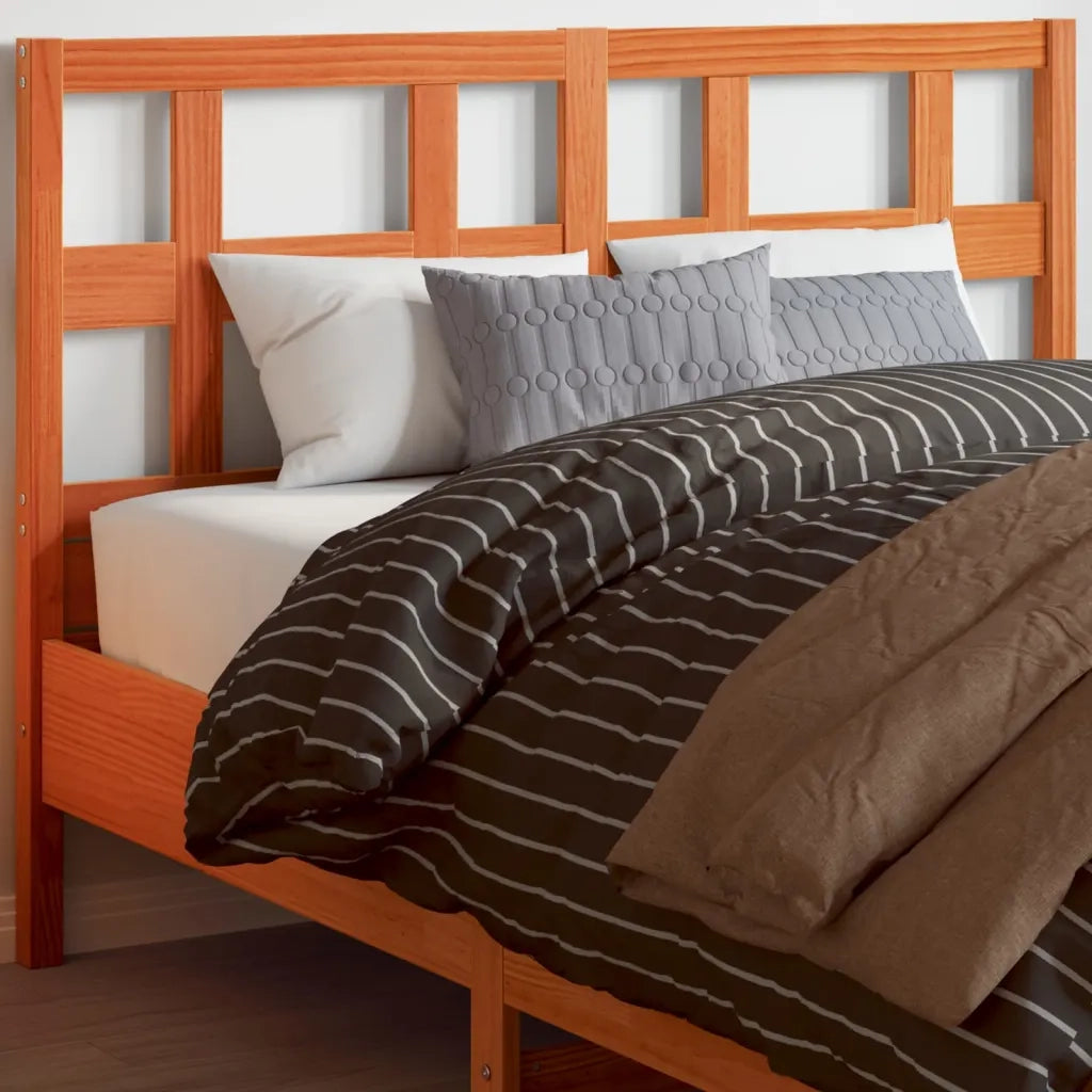 Testiera Marrone Cera 135 cm in Legno Massello di Pino 844353