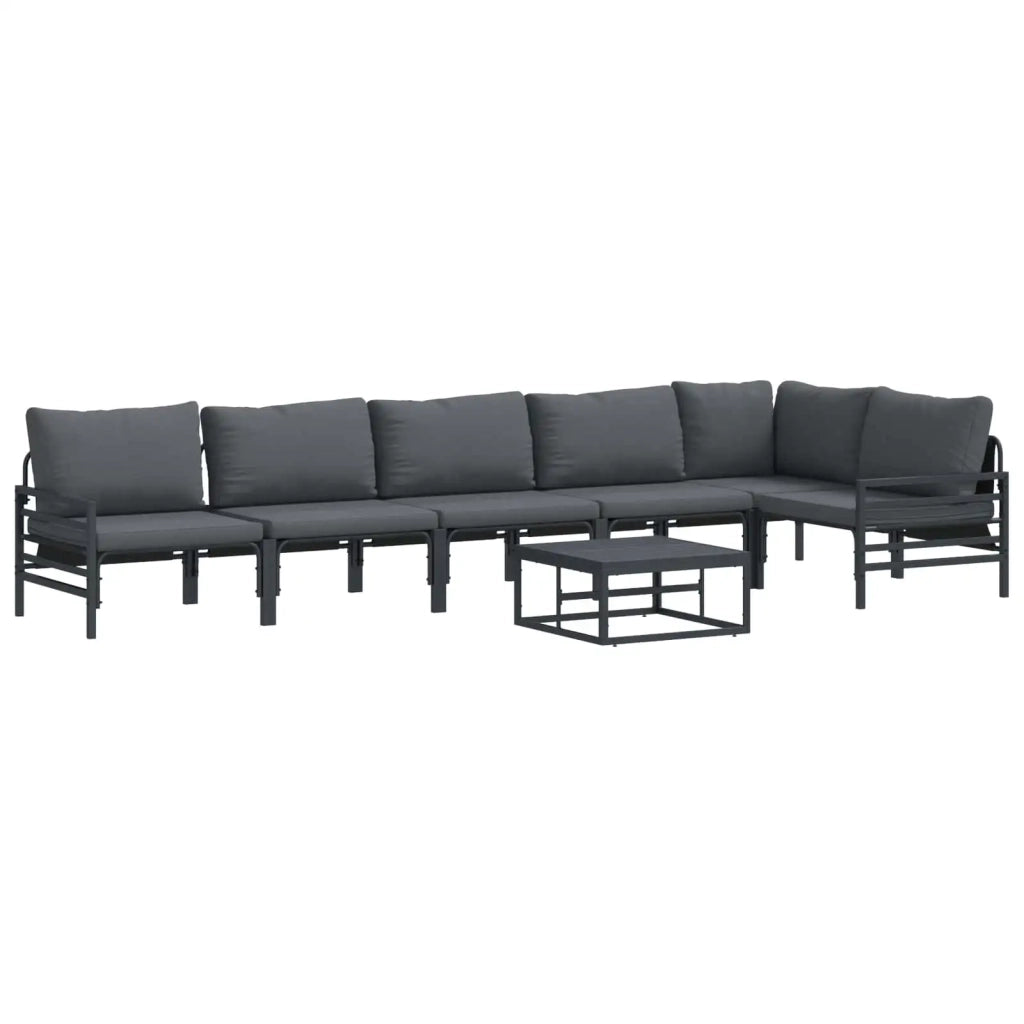 Set Divano da Giardino con cuscino 7 pcs Nero Acciaio 3378991