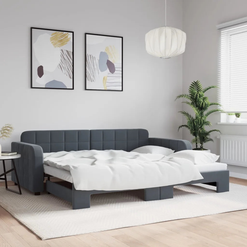 vidaXL Divano Letto con Letto Estraibile Grigio Scuro 90x200cm Velluto