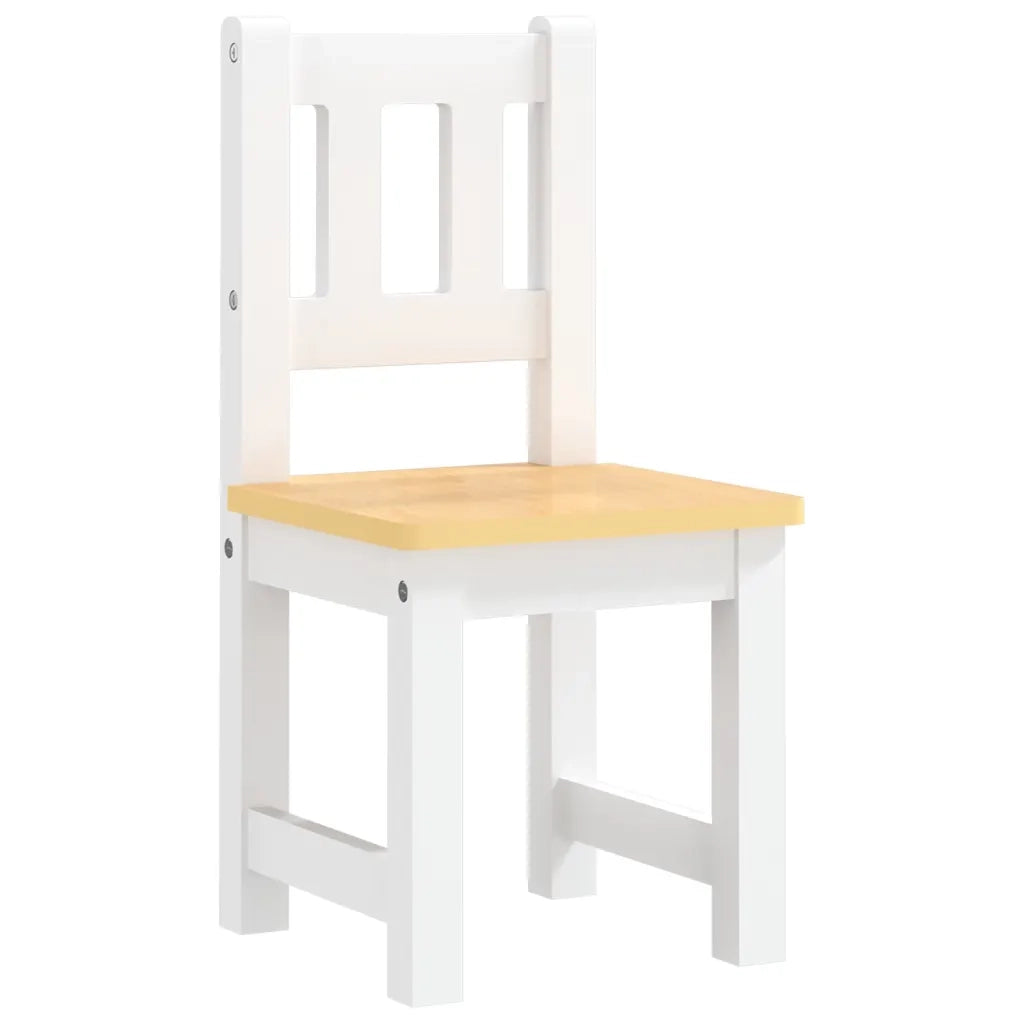 Set Tavolo e Sedie per Bambini 3 Pezzi Bianco e Beige in MDF cod mxl 76585