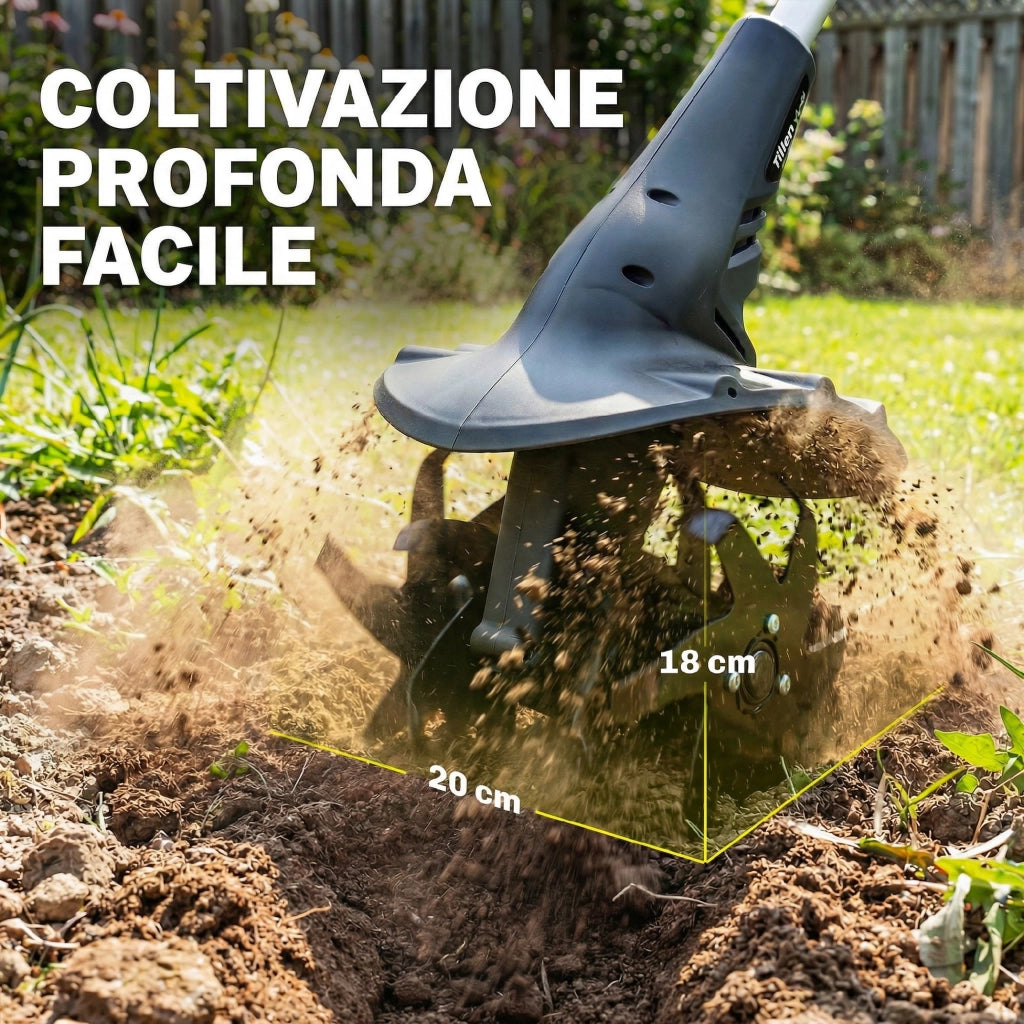 Motocoltivatore da Giardino 18V Larghezza 20 cm Profondità 18 cm Batteria e Caricabatterie Esclusi