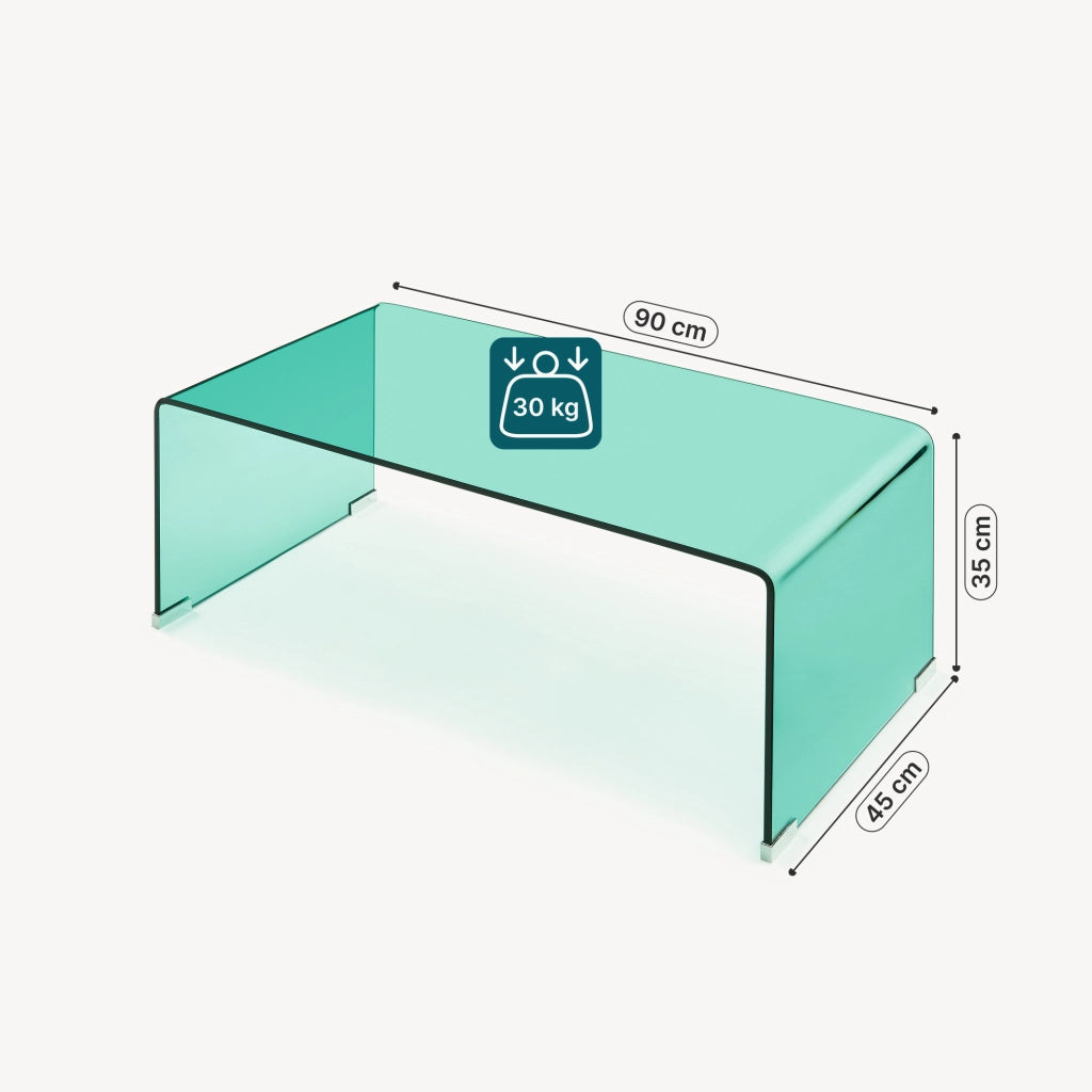 Tavolino da Caffè Väsas in Vetro 90 x 45 x 35 cm - Verde [en.casa]