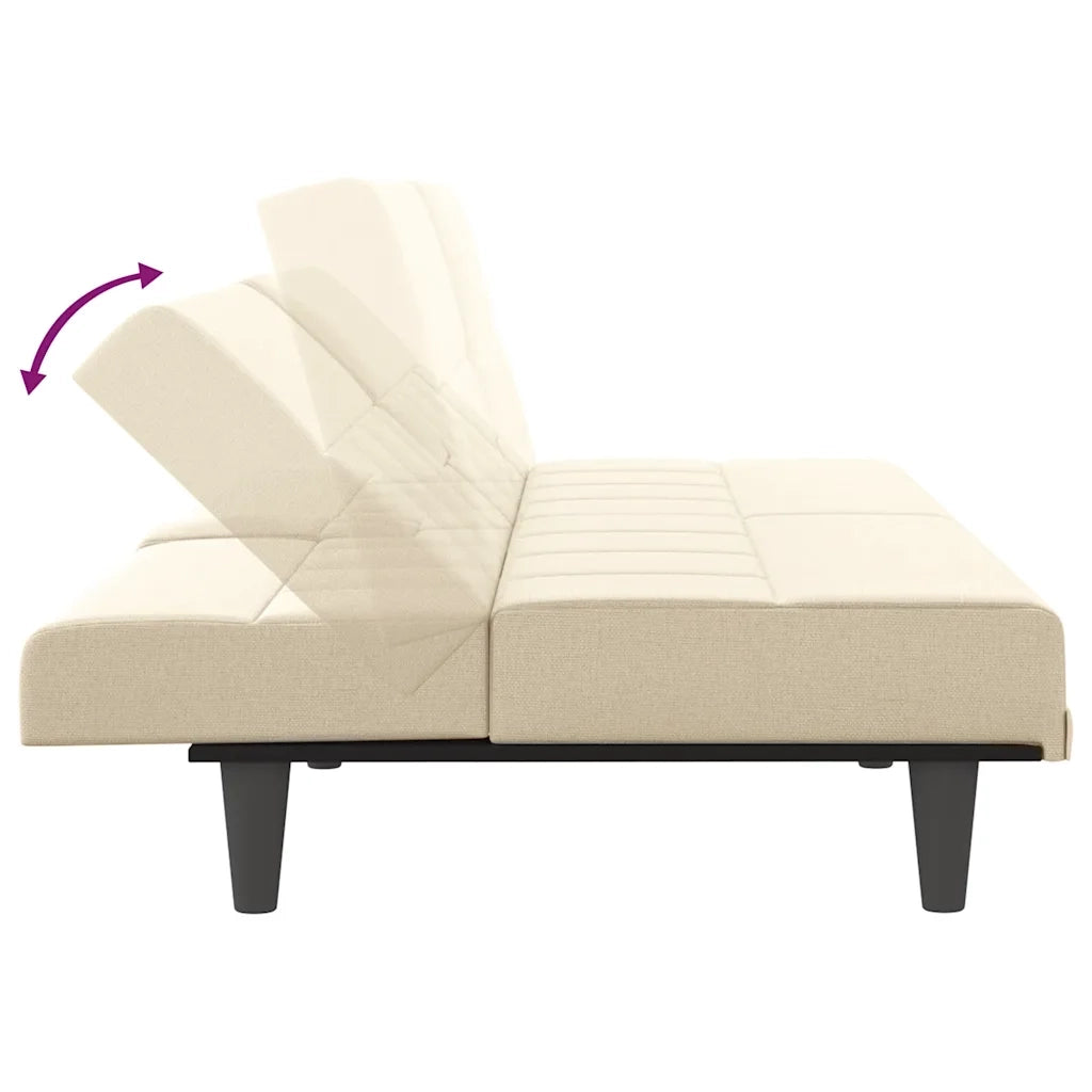Divano letto | Sof¨¤ letto | Letto singolo con Portabicchieri in Tessuto Crema