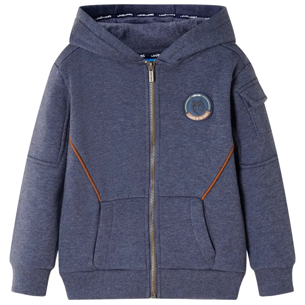 Felpa con Cappuccio e Cerniera per Bambini Blu Scuro MÃ©lange 92cod mxl 132406