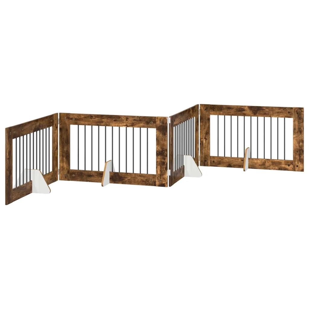Cancello per cani con supporti 4 pcs Rovere Fumo 100 x 60 cm