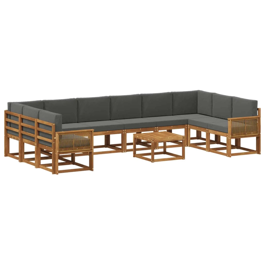 Set di divani da esterno 11 pz Naturale e Antracite 3385598