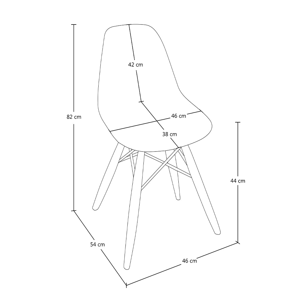 Sedia in plastica grigia con gamba, piede in legno (2 pz) - SD01NOPL