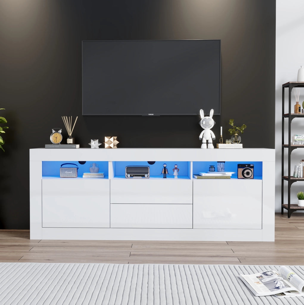 Mobile TV bianco lucido 160 cm con LED e controllo smart