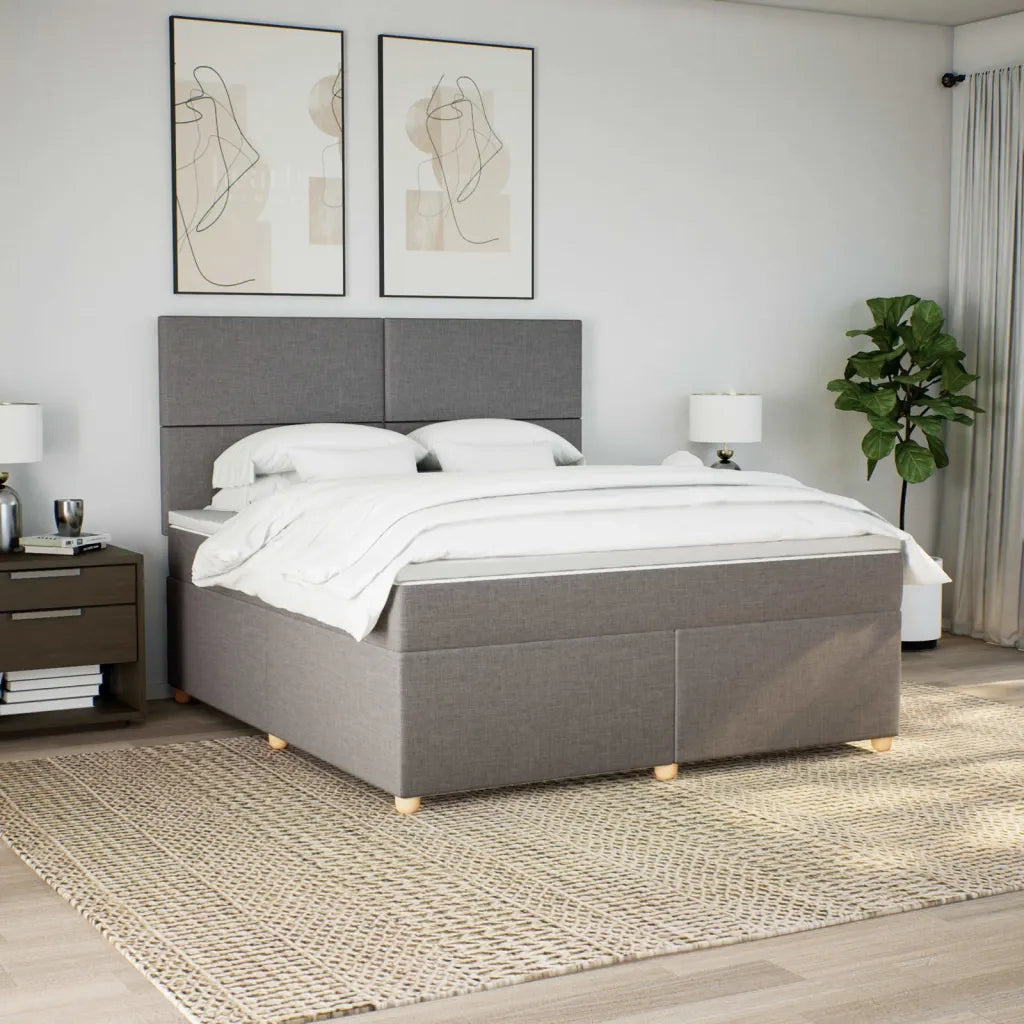 Giroletto a Molle con Materasso Tortora 180x200 cm in Tessuto