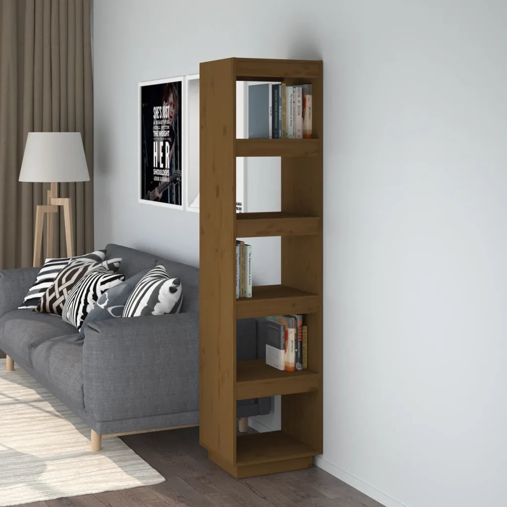 Libreria Divisorio-Scaffale per Libri-Mobile di Stoccaggio Ambra 40x35x167 cm in Legno Massello di Pino