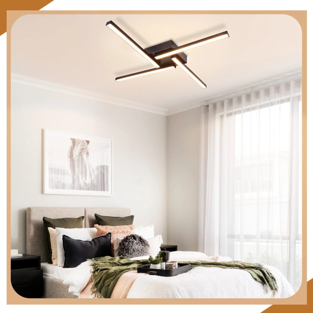 ZMH Lampada da soffitto LED soggiorno nero 24W moderna 3000k Lampada da soffitto cucina sala da pranzo