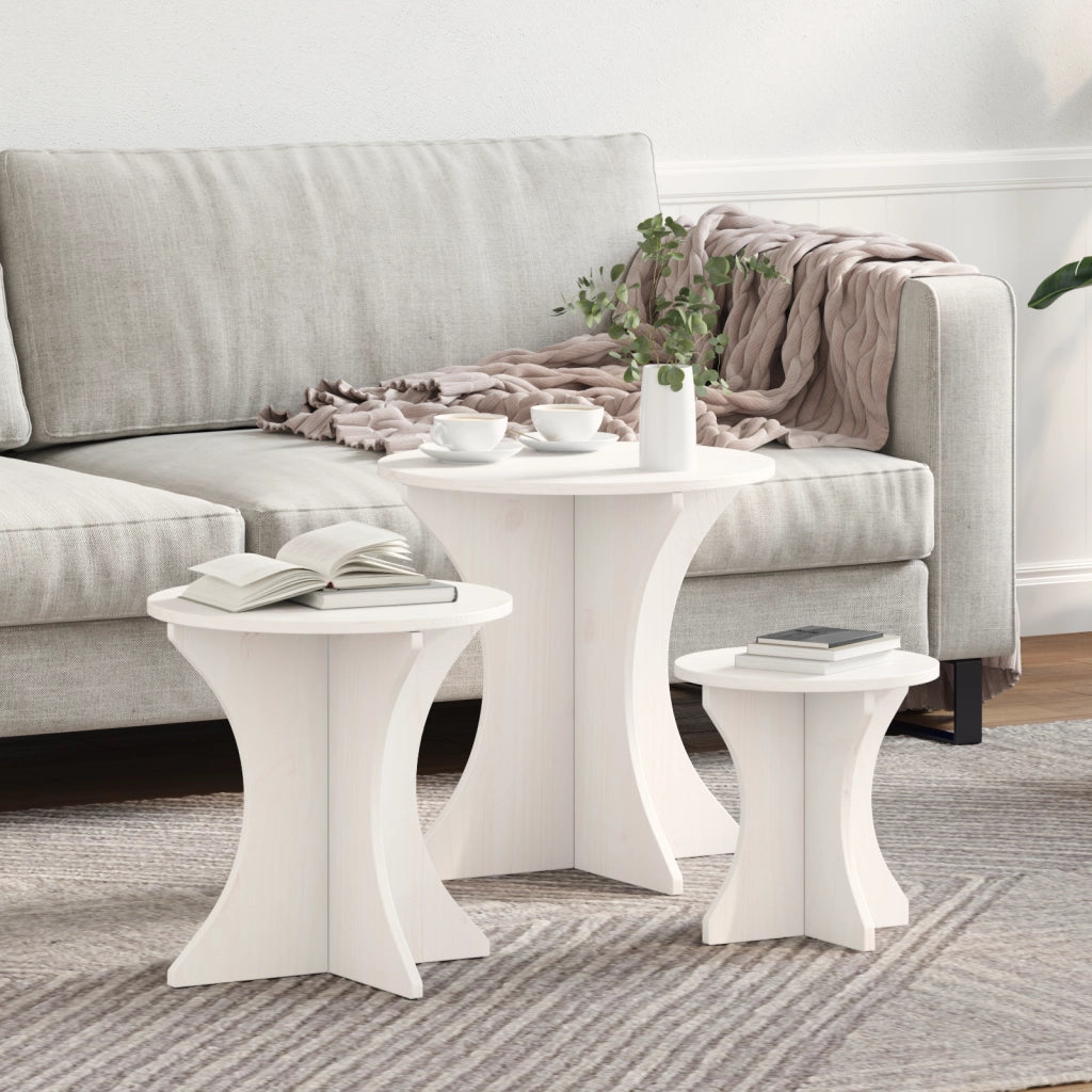 vidaXL Tavolino da salotto 3 pcs Bianco 46 x 46 x 47 cm