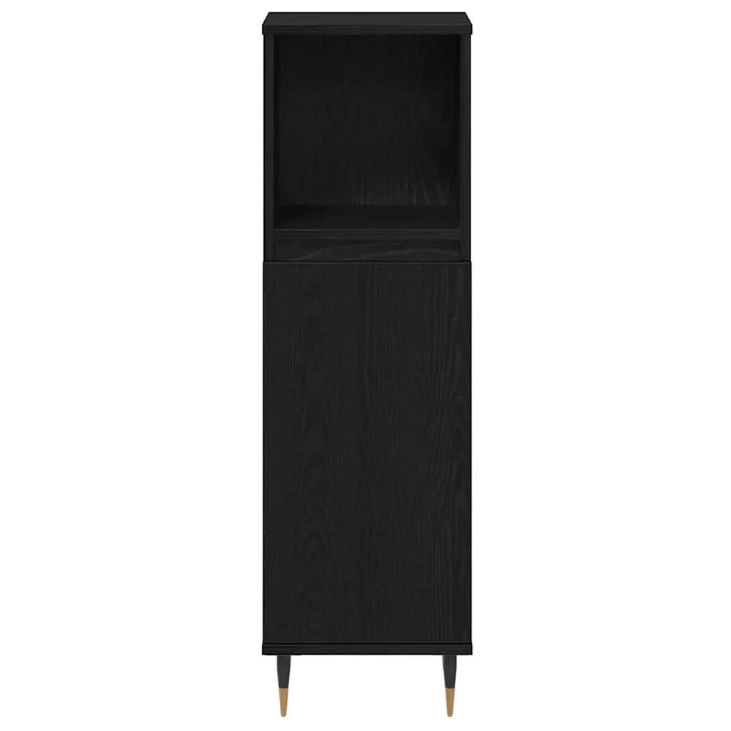 Set di mobili per il Bagno | Armadio da bagno 3 pz Rovere Nero Legno multistrato